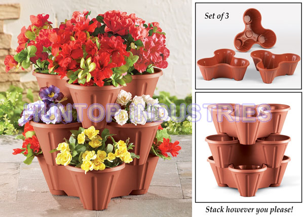 Outdoor Lawn Garden Terracotta Stackable Garden Planters